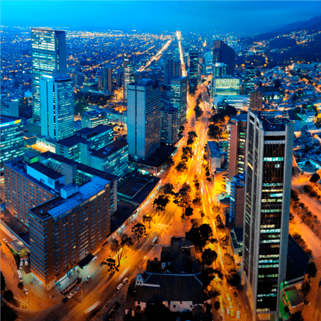 La ciudad de Bogotá de noche