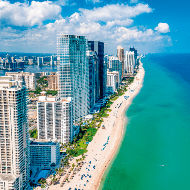 Las playas de Miami con sus edificios
